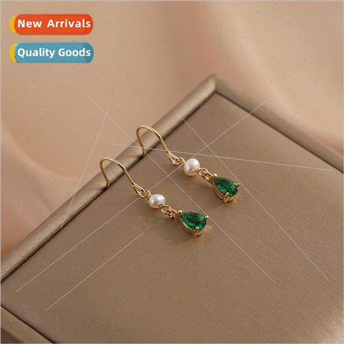 fashion pearl ear hook earrings female niche thin emerald ea