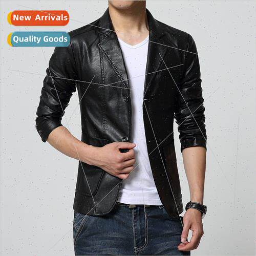 2022 spring fall men leather jacket casual short biker leath