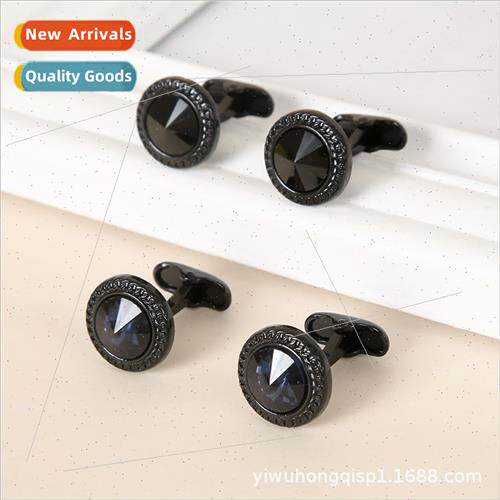 new round blue crystal zirconia cufflinks fashion French men