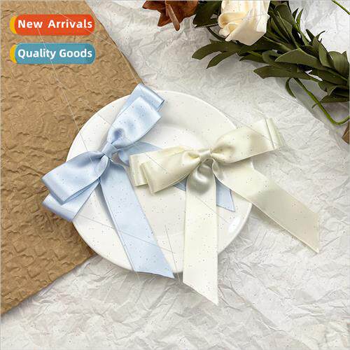 Korea  satin bow ribbon hair clips female simple versatile s