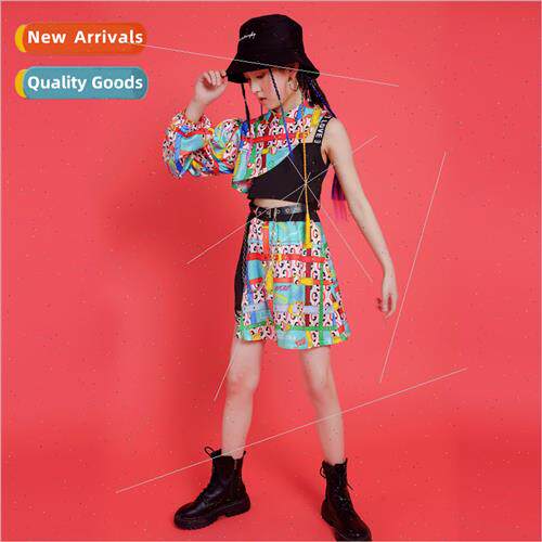 Girls jazz hiphop set dance tide clothing children navel exp