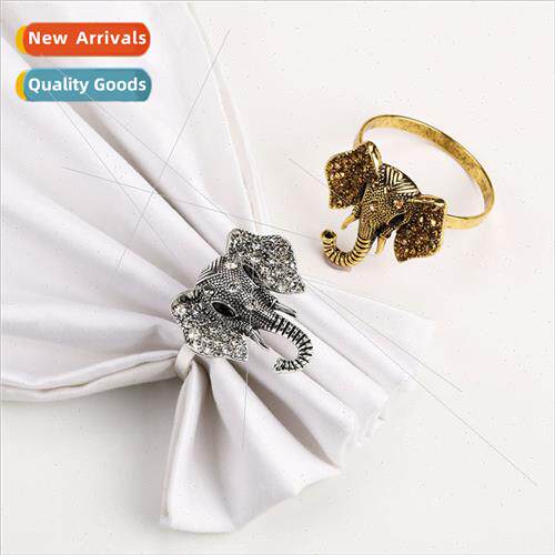 Vintage diamond encrusted elephant paper towel ring paper to