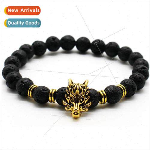 Men Volcanic Stone Bracelet Dragon Jewelry String Stone Stch