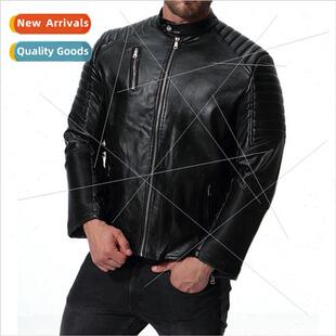 Men Biker Moto Fall Jac Leather Punk Zipper Multi