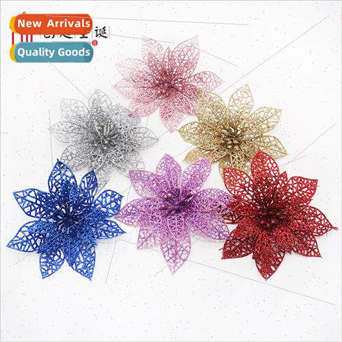 15CM hollowed out gold dust Christmas Christmas flowers Chri