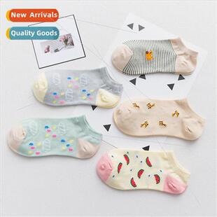 Socks female cartoon striped socks female short socks ins ti
