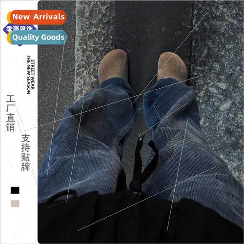 2023 American retro simple corduroy pants men fall hiphop ti