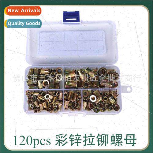 120pcs boxed color zinc plated flat head rivet nut wh knurle