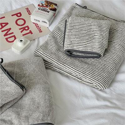ins simple salt cold wind home gray striped bath towel can w