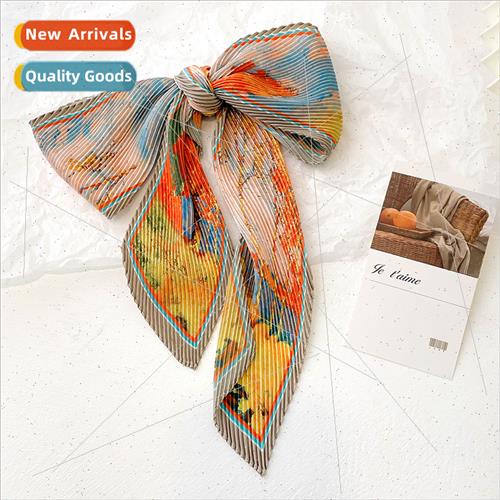 2022 Korea  spring fall new oil painting small silk scarf fe