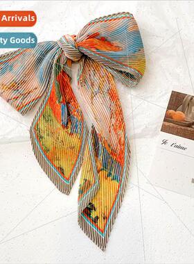 2022 Korea  spring fall new oil painting small silk scarf fe