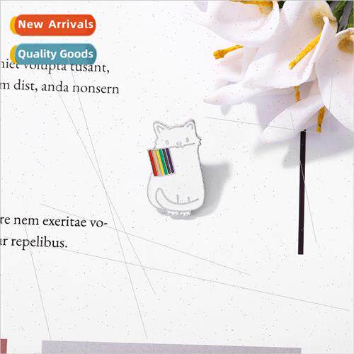 New alloy animal jewelry cartoon cute whe cat wh rainbow fla