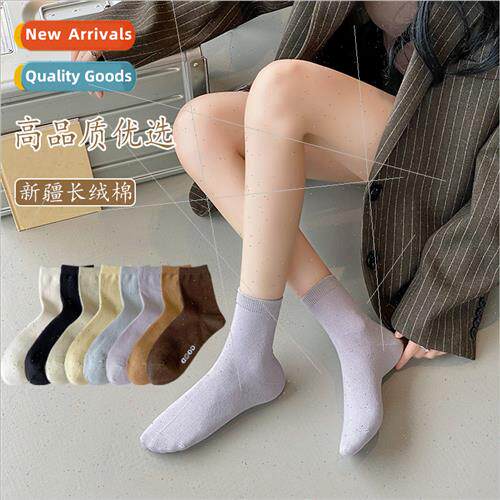 Autumn winter women socks new wild solid color mid-calf wome