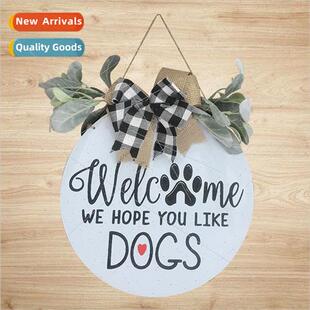door sign creative wooden bow hanging charm Round welcome