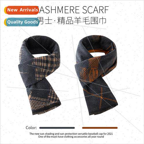 New men scarf winter warm thickened plaid scarf men faux cas