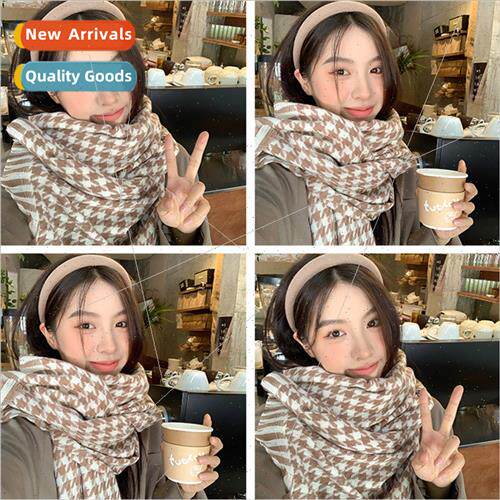 Winter warm couple knted plaid scarf Korea  hundred tassel c