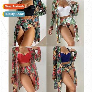 three Europe spl gathered piece bikini mesh sexy new 2023