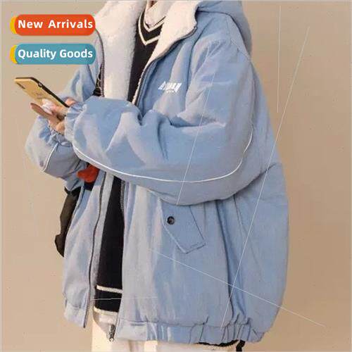 Hooded zipper blue can be worn both ways lamb wool cotton co