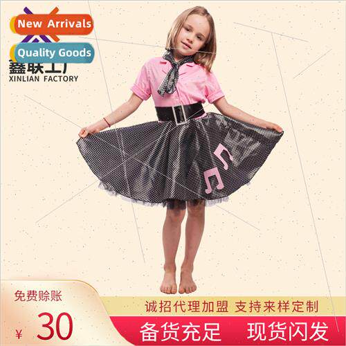 new childrens summer girls princess lace polka dot short-sle