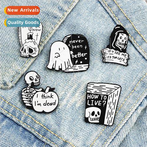 Brooch metal cartoon oil drip pin punk vintage skull pumpkin