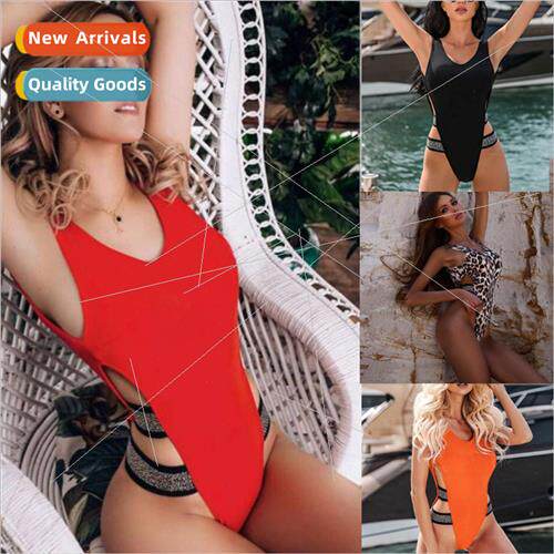 Bikini One-piece Swimsu 19C210 in Shiny lk Solid Color