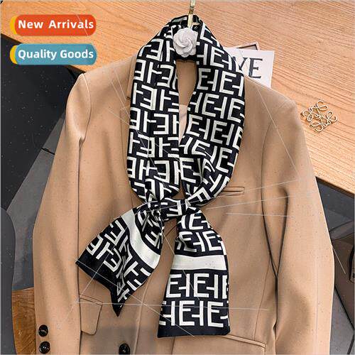 Korea  spring fall summer new letters decorated wh long silk