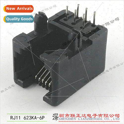 RJ11 6P black socket Phone jack 623K 2 pole phone line cryst