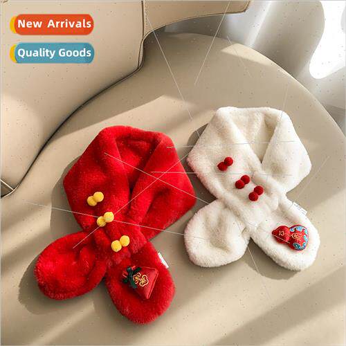 New Year children scarf festive big red scarf female baby ma