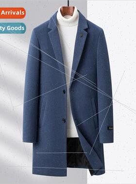 Men medium-length tweed coat high  wool light luxury comtabl