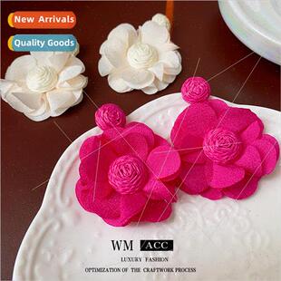 lver needle mesh flower weaving earrings gentle earrings Ele