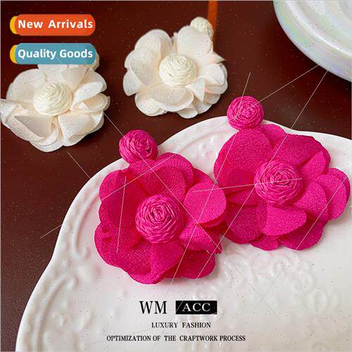 lver needle mesh flower weaving earrings gentle earrings Ele