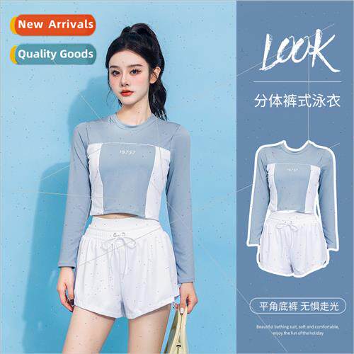 Spl Sports Swimsu Womens Long Sleeve Sunscreen Slim Two Piec