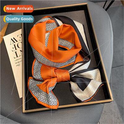 Korea  new thin narrow long flat angle small silk scarf wome