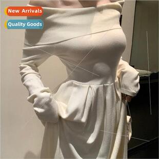 dress 2023 waist shoulder thi temperament knted new One fall