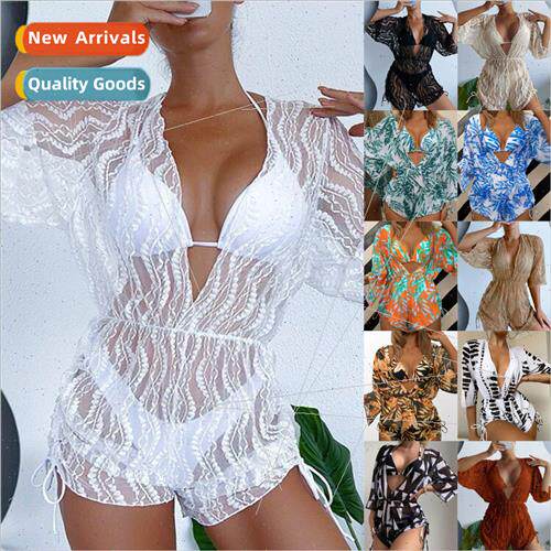2024 Long Sleeve Mesh Bandeau One Piece Swimsu High Waist Pr