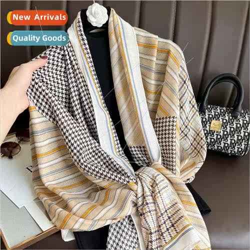 Scarf female winter Korea stripes color blocking thousbird c