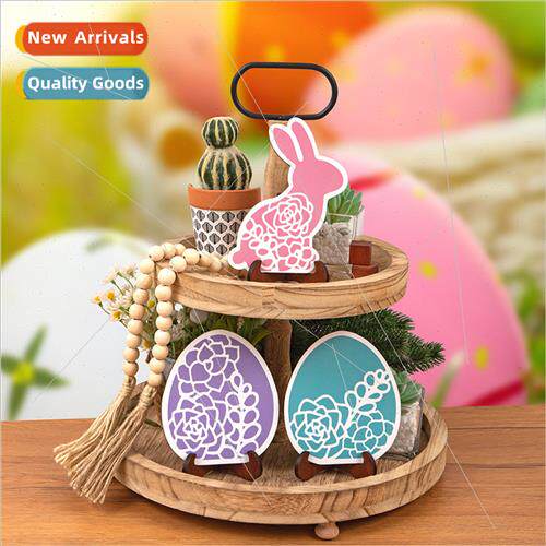 2024 Easter Bunny Egg Layered Tray Decoration Tassel Beaded