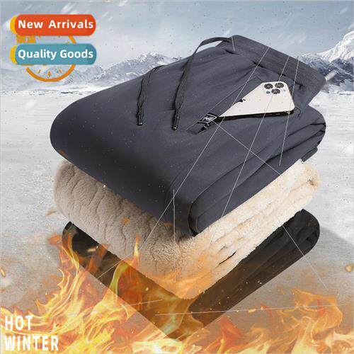Padded cotton pants fall winter men outside wearing lamb woo