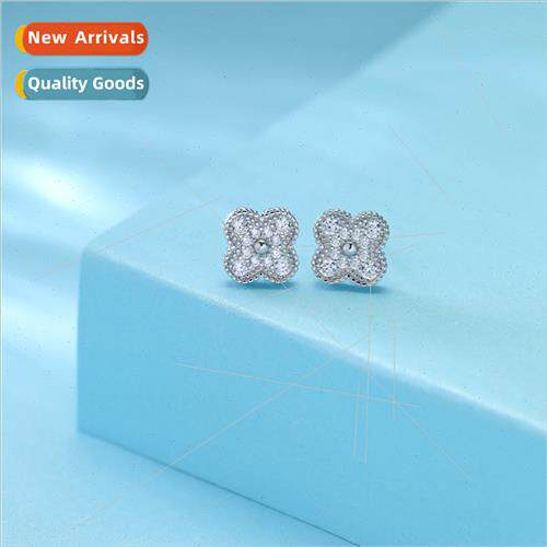 Full set zirconia four-leaf clover s925 silver earrings fema