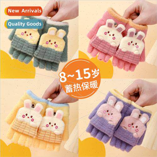 New children fall winter warm flip dual-use half-finger glov
