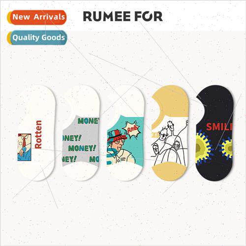Socks men shallow short socks female illustration summer ins