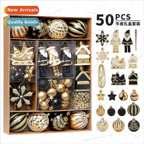 Christmas decorations 50pcs/set black gold painted Christmas