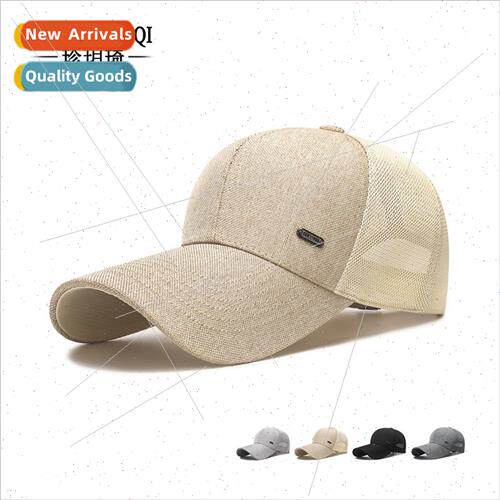 New linen baseball cap men spring summer hard top breathable