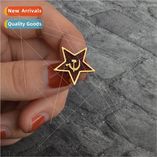 Creative red star sickle shape Soviet Union badge backpack o