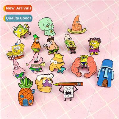 Cartoon SpongeBob SquarePants brooch big family badge cute P