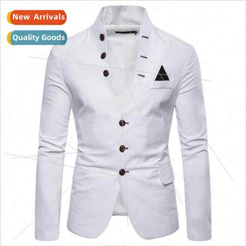 Europe code new men multi-button decorative casual stand-up