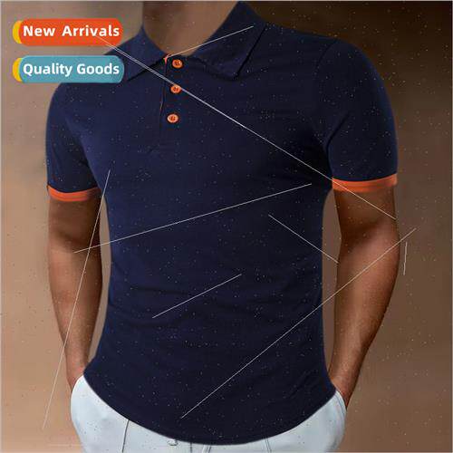 2023 Summer Men Casual Short Sleeve Polo Shirt Lapel Basic