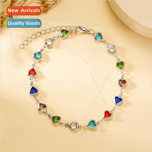 Summer new Europe jewelry candy-colored love color anklet hu