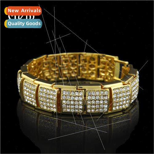 Alloy square wh diamonds bracelet men nd fashion retro gold