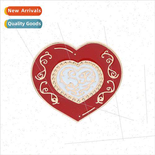 fashion new heart striped brooch zinc alloy oil drip baking